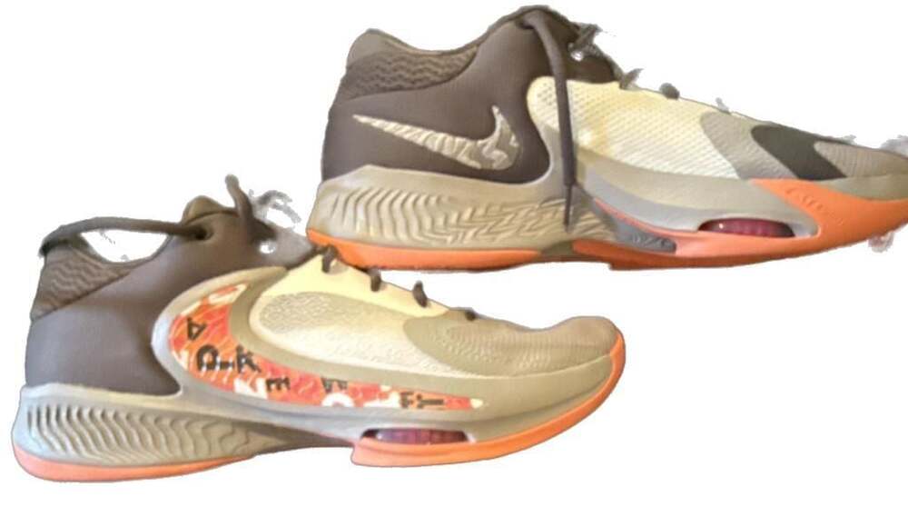Nike Zoom Freak 4 Letter Bros Basketball Shoes - Ironstone/Orange Trance